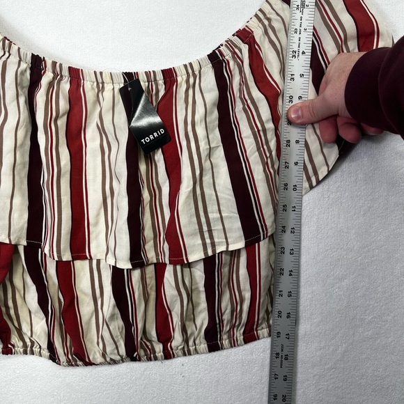 Torrid Ruffles Blouse Crop top Striped Womens 1 Plus size NWT curvy Summer 1573 - Picture 5 of 7